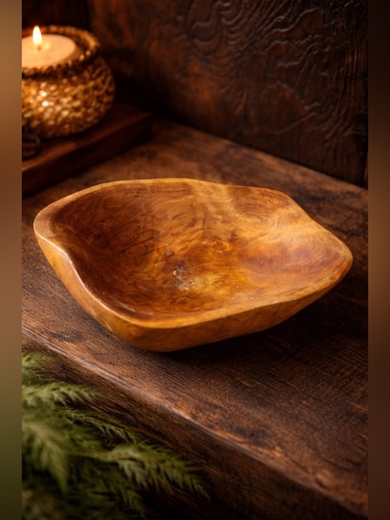 Other - Vintage Hand-Carved Burl Wood Bowl Organic Sculptural Catchall Wabi Sabi Decor
